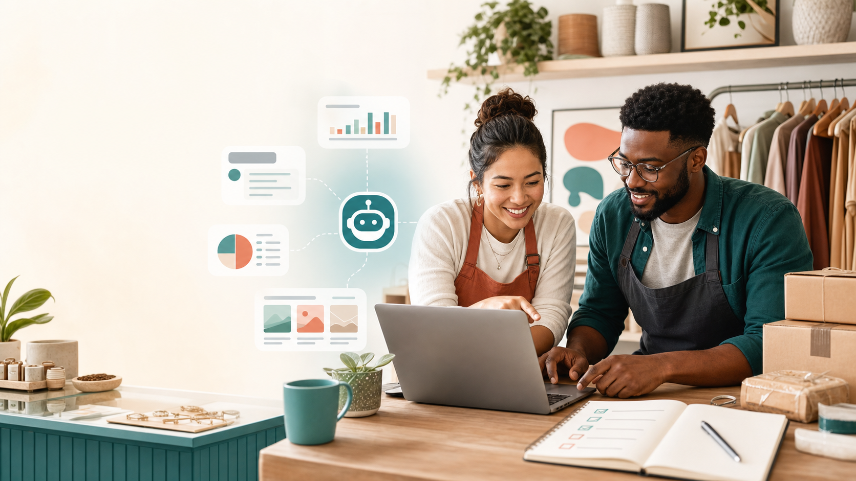 Small business owners using practical AI workflows