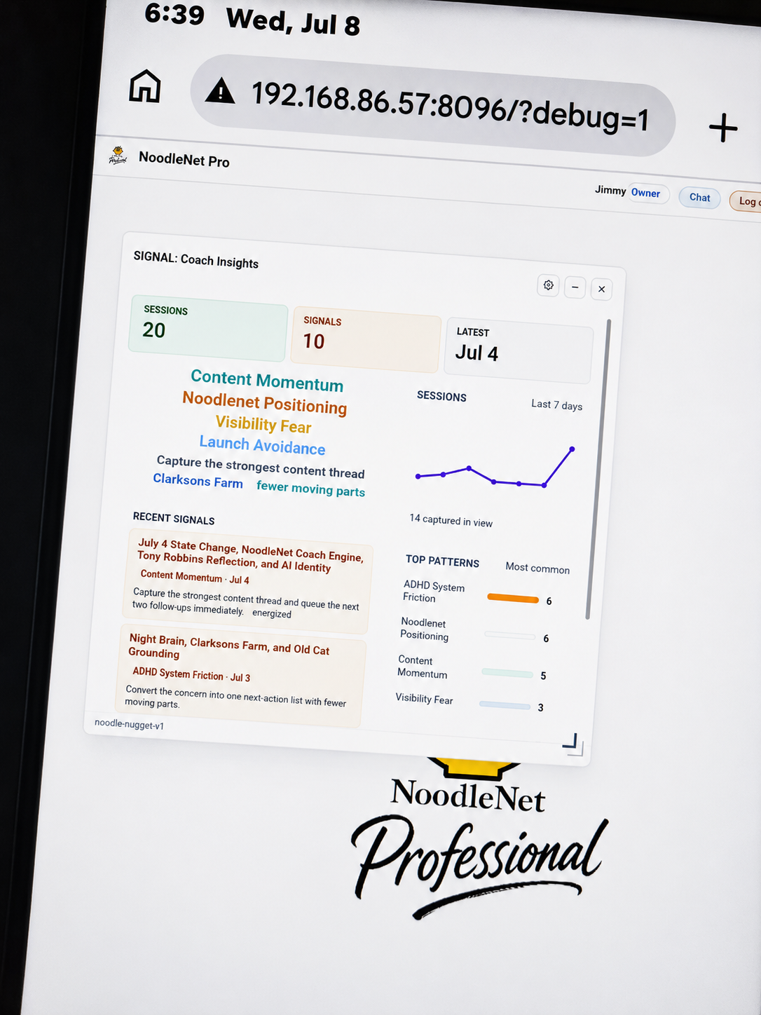 Coach Insights view inside NoodleNet Professional