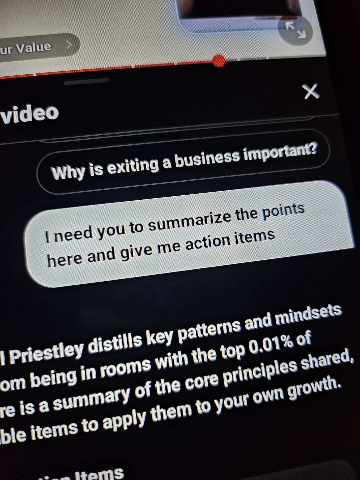 Video prompt and action-item request