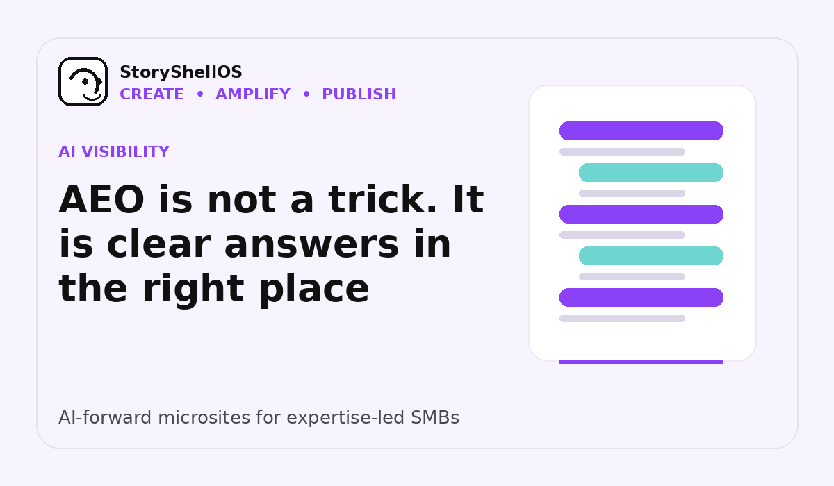 AEO is not a trick. It is clear answers in the right place